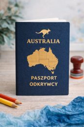Australia w walizce, mapa Australii na podłodze, paszport podróżnika po Australii