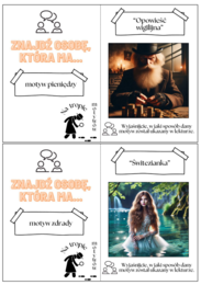 Karty "na tropie motywów literackich", gra dydaktyczna, klasy 7-8 SP
