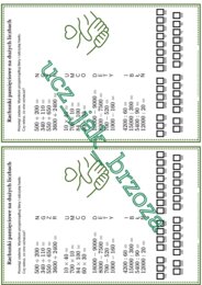 Rachunki pamięciowe na dużych liczbach, karta pracy z hasłem, klasa 4, Dzień Tolerancji