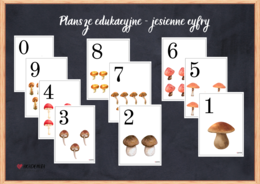 Jesień - cyferki liczby grzybki