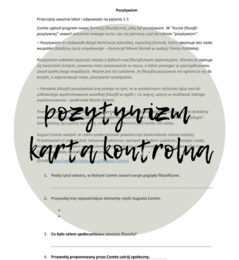 Pozytywizm - Karta kontrolna