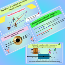Siła wypadkowa i równoważąca -SP -prezentacja multimedialna 13 slajdów