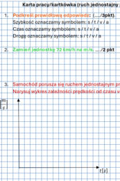 Kartkówka/karta pracy ruch jednostajny prostoliniowy