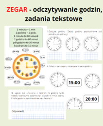 Zegar - zadania dla klas 1-3