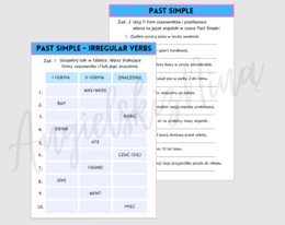 Past Simple - Irregular Verbs cz. 1 czasowniki nieregularne karta pracy powtórka gramatyka angielski egzamin ósmoklasisty