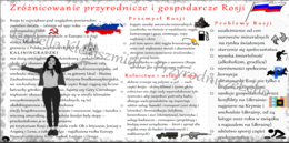 Sketchnotka „Zróżnicowanie przyrodnicze i gospodarcze Rosji ”, geografia klasa 6, dział „Sąsiedzi Polski”