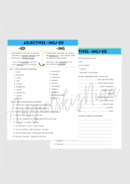 ADJECTIVES - ED - ING - przymiotniki z końcówką -ed i -ing - karta pracy - ćwiczenia - zadania - do wydrukowania - .pdf