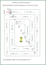 Liczby ujemne - wąż matematyczny