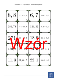 Domino - Arytmetyka liczb dziesiętnych | matematyka