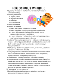 Zakończenie roku i wakacje
