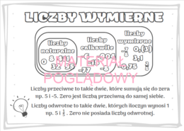 Liczby wymierne - klasa 7, 8 - notatka + karta pracy