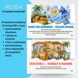 Summer Escape Room – Save the Summer! | Angielski kl. 1–3 | stacje zadaniowe + klucz