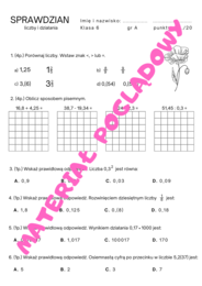 Sprawdzian. Liczby i działania. Klasa 6. GWO