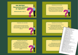 CZY POZNASZ BOHATERA PO WYGLĄDZIE? – bohaterowie lektur 4-8 – KIM JESTEM? – egzamin – powtórka – PREZENTACJA – 48 opisów + ODPOWIEDZI