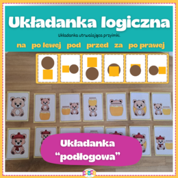 Układanka logiczna - przyimki - Dzień Misia