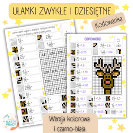 UŁAMKI ZWYKŁE I DZIESIĘTNE - Kodowanka / bloksy - ŚWIĘTA / BOŻE NARODZENIE