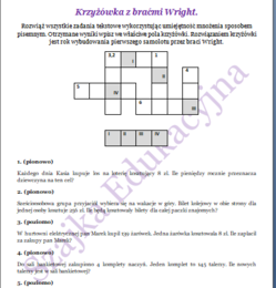 Krzyżówka z braćmi Wright