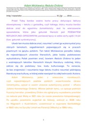 "Reduta Ordona" Adama Mickiewicza, karta pracy