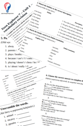 Teen Explorer 7 – Unit 1 – vocabulary revision