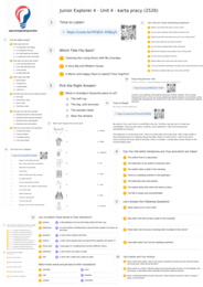 Junior Explorer 4 – Unit 4 – karta pracy