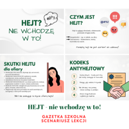 HEJT - nie wchodzę w to! - scenariusz lekcji + gazetka szkolna