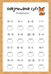 Trening matematyczny dla młodszych uczniów. Dodawanie i odejmowanie do 20.