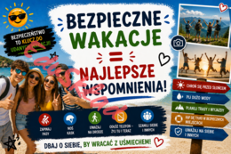 🌞 Bezpieczne Wakacje — nowoczesne plakaty edukacyjne na gazetkę szkolną 🌊🚴⛰️📱