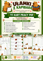 🦫 Ułamki z Kapibarą – 11 kart pracy PDF | Kompleksowe utrwalenie działu „Ułamki zwykłe” | Klasy 4–6