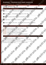 Krzyżówka „Rewolucje końca epoki nowożytnej” + klucz odpowiedzi