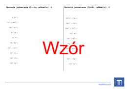 Mnożenie jednomianów (liczby całkowite) | matematyka, algebra | 26 kolumn