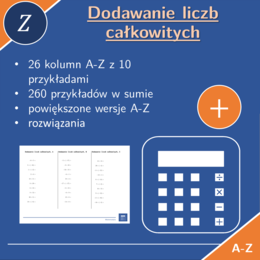 Dodawanie liczb całkowitych | matematyka | 26 kolumnv