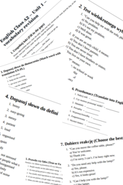 English Class A2 – Unit 1 – vocabulary revision