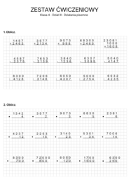 Zestaw powtórzeniowy - dział III działania pisemne. Klasa 4. GWO