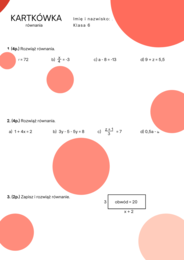 Kartkówka (karta pracy) - rozwiązywanie równań. Klasa 6. Klasa 5. Klasa 7.