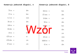 Konwersja jednostek długości | matematyka | 26 kolumn