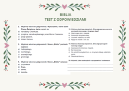 BIBLIA - test z odpowiedziami (szkoła podstawowa)