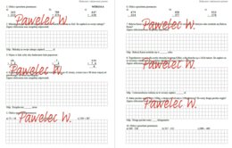 DODAWANIE I ODEJMOWANIE PISEMNE - sprawdzian, karta pracy, kl. 4 /2 grupy/ działania i zadania tekstowe