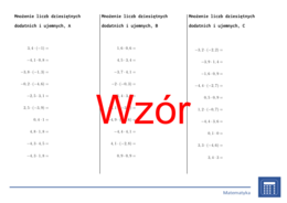 Mnożenie liczb dziesiętnych dodatnich i ujemnych | matematyka | 26 kolumn