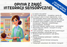 Opinia z zajęć integracji sensorycznej