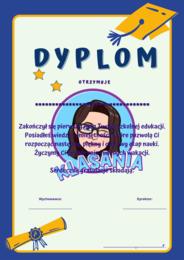 Dyplomy ukończenia oddziału przedszkolnego, klas 1-3 oraz podziękowania.