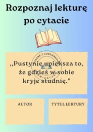 Rozpoznaj lekturę po cytacie-50 kart  na lekcję języka polskiego
