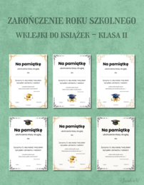 Wklejki do książek na zakończenie roku - klasa 2