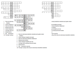 Logogryf dla klasy 4 na podsumowanie lekcji o przyrządach i pomocach przyrodnika