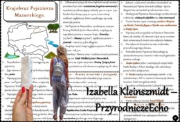 Książeczka/sketchnotka/notatka/wklejka/streszczenie dla ucznia i przypomnienie dla nauczyciela/edukacja domowa/materiał w pigułce. Temat „Krajobraz Pojezierza Mazurskiego” w pdf. Geografia 5, dział „Krajobrazy Polski”. Nowość 2024/2025.