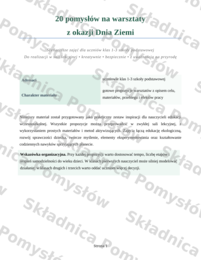 DZIEŃ ZIEMI - 20 pomysłów na warsztaty dla klas 1-3; scenariusz, konspekt, doświadczenia, przyroda, ekologia