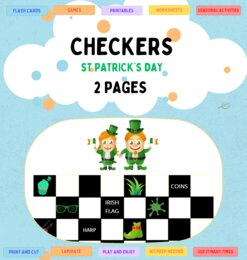 Checkers warcaby szachy gra planszowa Dzień Świętego Patryka St Patrick's Day. Dobra rozgrzewka językowa