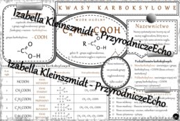 Sketchnotka - notatka „Kwasy karboksylowe” wykonana w power point do edycji. Chemia 8, „Pochodne węglowodorów”