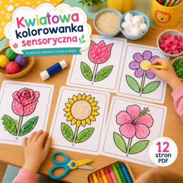 Kwiatowa kolorowanka sensoryczna