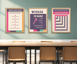 Zestaw Obrazków do szkolnej sali z możliwością DRUKU. Tabliczka Mnożenia, zasady klasy, tekst Inspirujący.