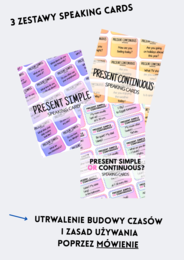 MEGA ZESTAW: Present Simple vs. Present Continuous - porównanie - czasy teraźniejsze - E8 - matura - wklejki = karty pracy - ćwiczenia - zadania - kartkówki - 3 zestawy speaking cards - mówienie - gry na Wordwall